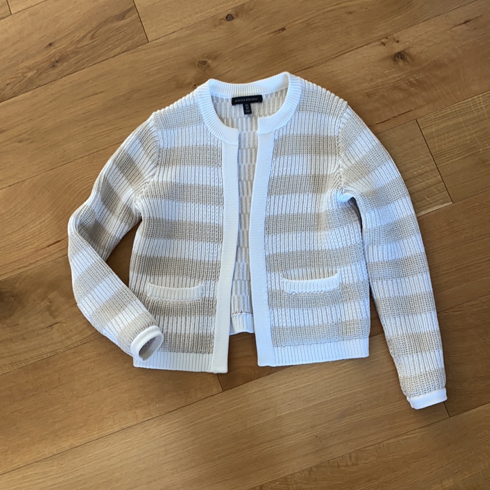 Striped open cardigan jacket